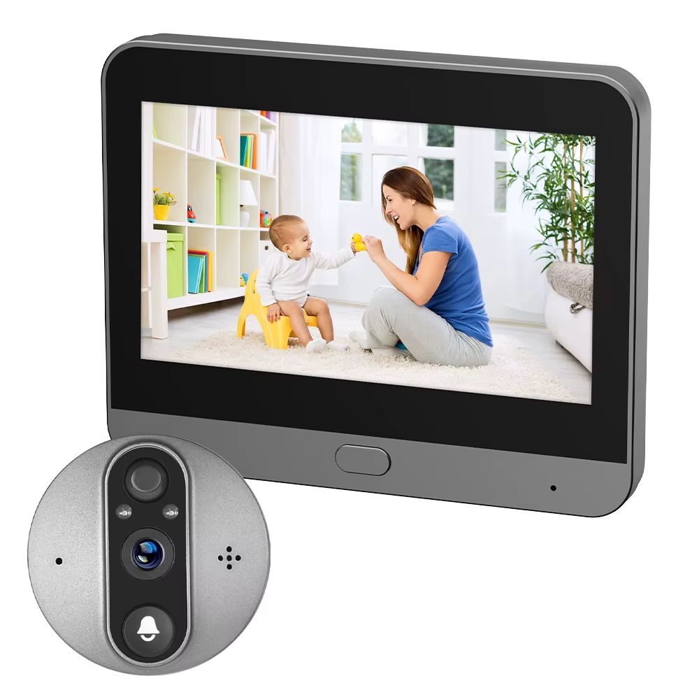 4.3 inch Digital Doorbell, 1080P Noise Reduction Video Door Viewer, 5000mAh N...